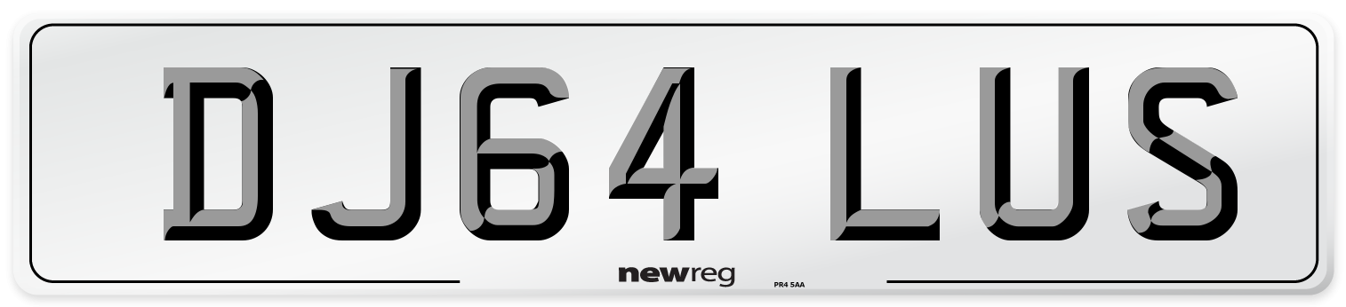 DJ64 LUS Number Plate from New Reg